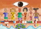 El dibujo ganador ilustra el hecho de que los derechos humanos unen a las personas de todas las culturas.
